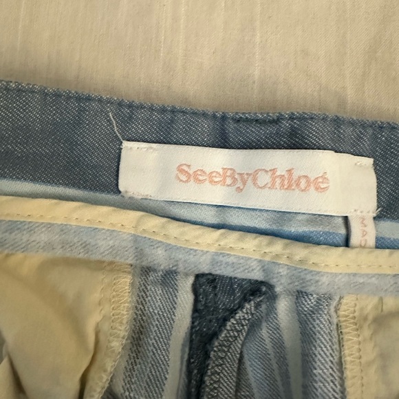 See By Chloe Striped Cotton And Linen-blend Straight-leg Pants (17) - Picture 7 of 9